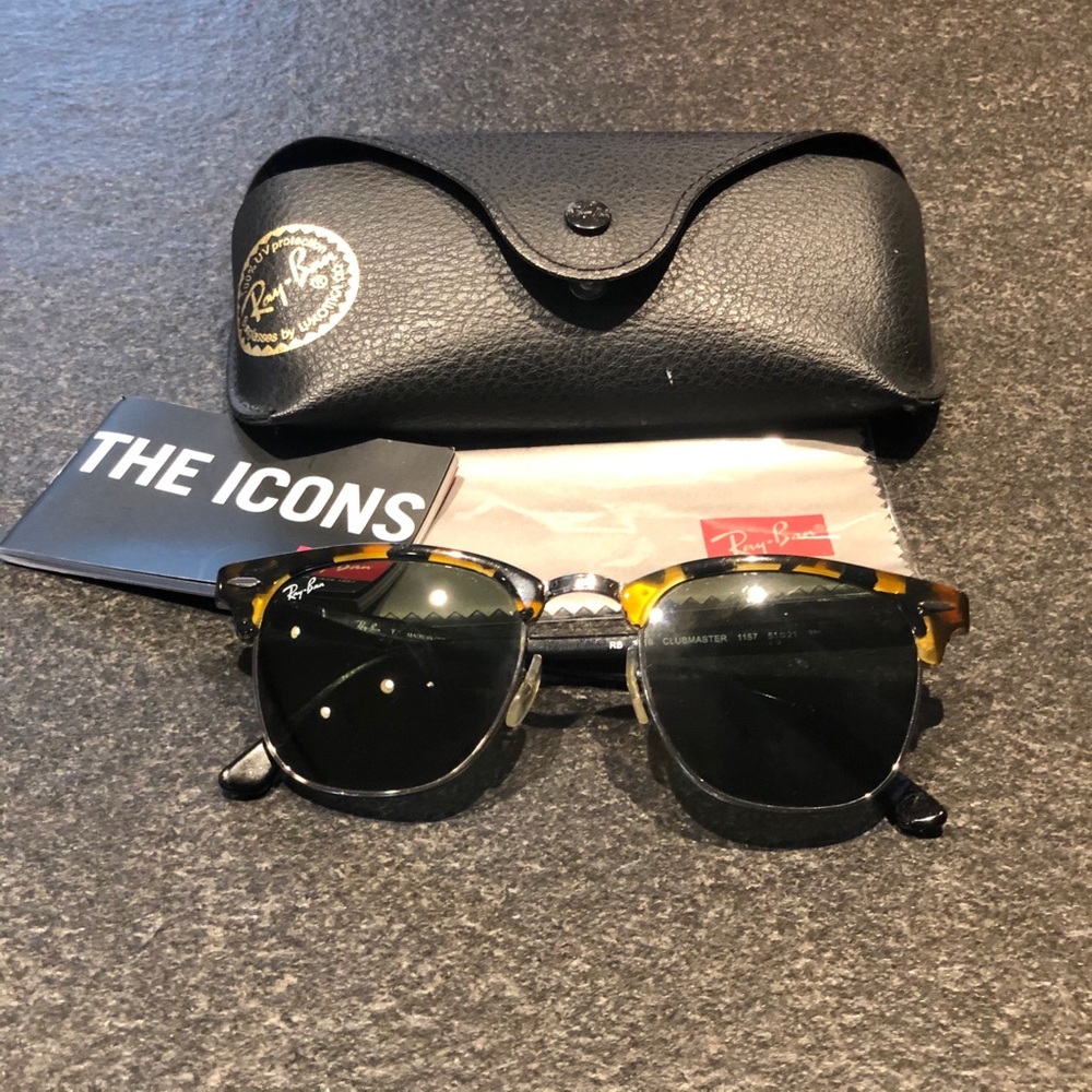 Ray Ban black tortoise clubmaster icon sunglasses